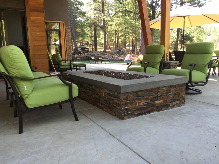 Outdoor patio fire pit area in Auburn, CA, custom landscape design by Aronson Landscape