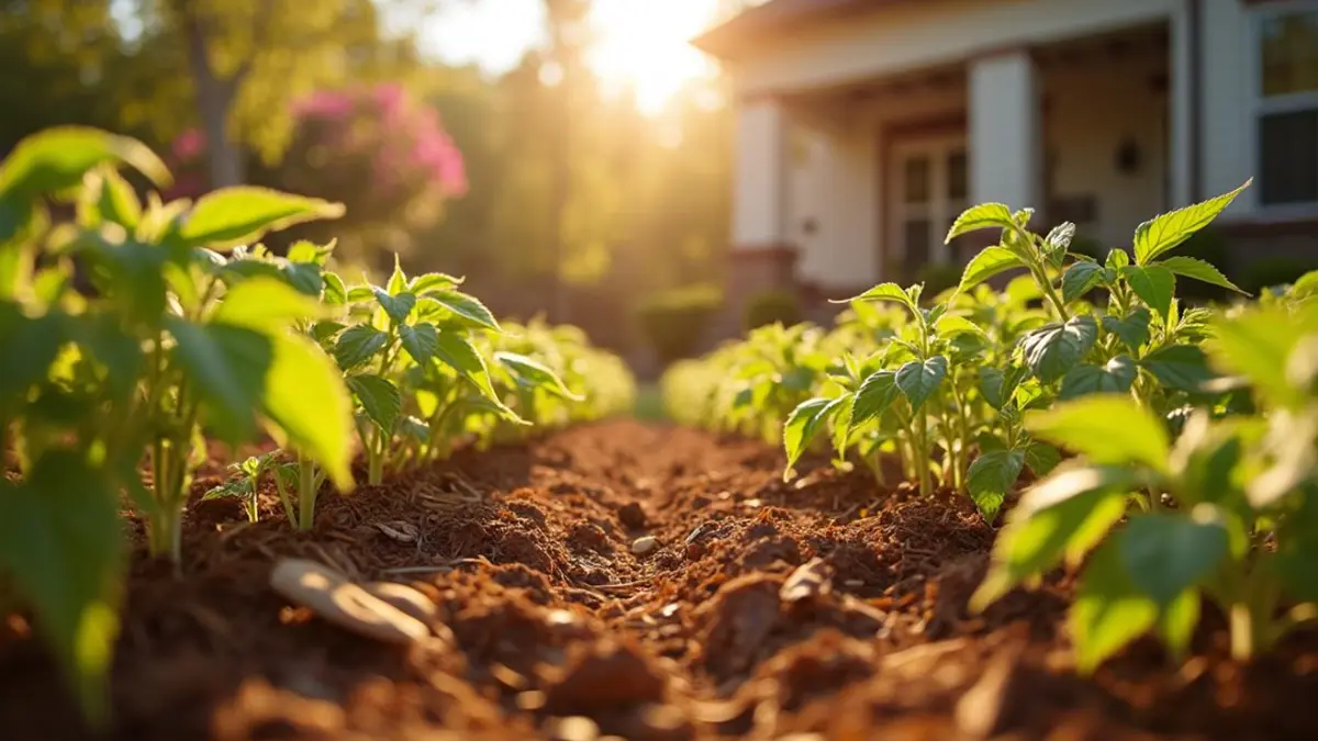 Placer County landscaping drip irrigation and mulch detail